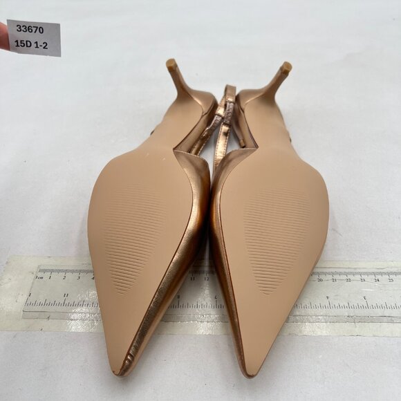 Milooey shoes Bronze Pointed Toe Side Bow Pump Kitten Low Heels Slingback Sandal - Picture 7 of 8